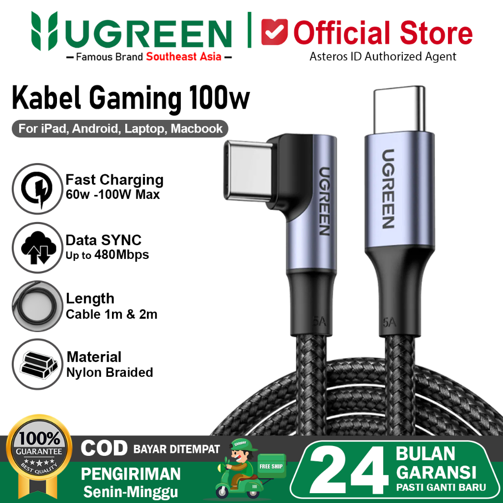 UGREEN Kabel Data Gaming PD Type C to Type C Fast Charging 60W 100W 7064