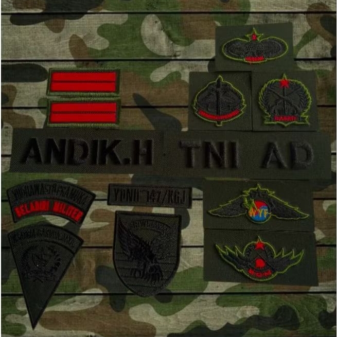ATRIBUT PAPAN NAMA TNI AD BORDIR MIKA TIMBUL