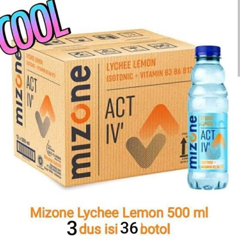 

(3dus) Mizone isotonik rasa Lychee leci lemon 500ml (36 botol)
