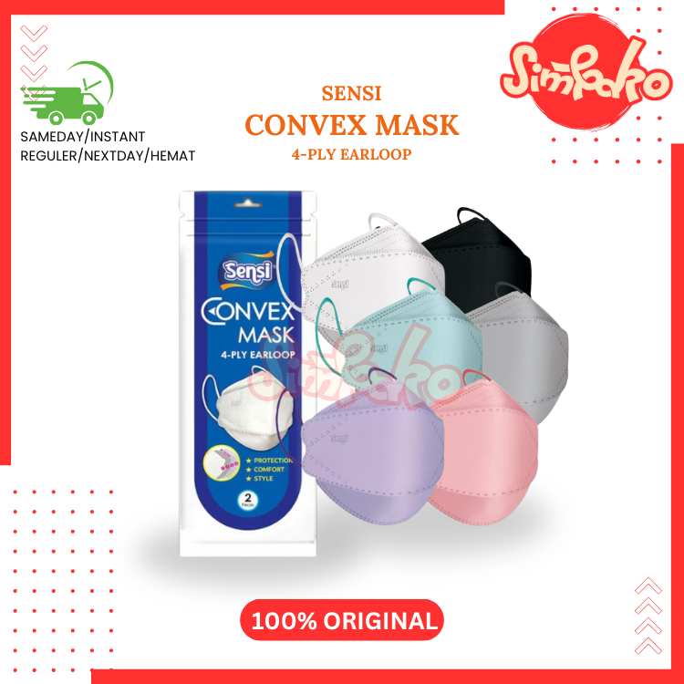 SIMBAKO - CONVEX Mask 4-PLY Masker Medis Surgical Sensi Earloop Sachet 2pcs All Varian