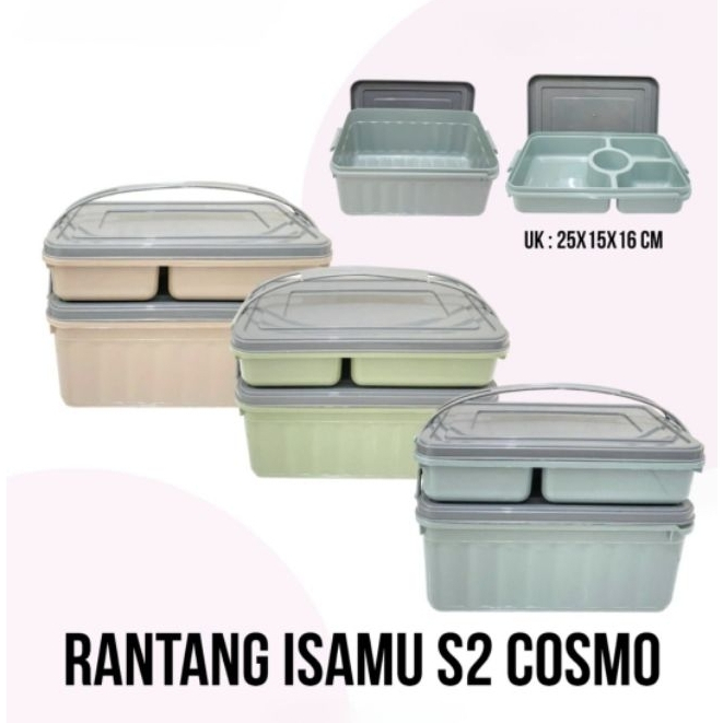 {Grosir} 12PCS Rantang susun persegi panjang 2 susun 4 sekat rantang hajatan besar rantang plastik r