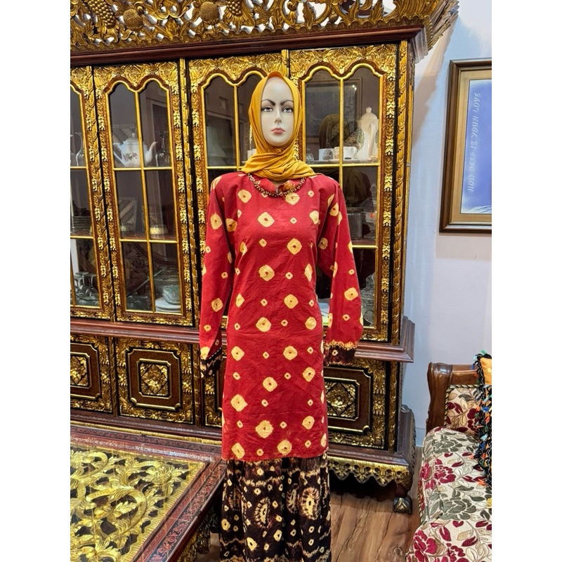 Baju Gamis Wanita Jumputan Khas Palembang Desain Motif Classic