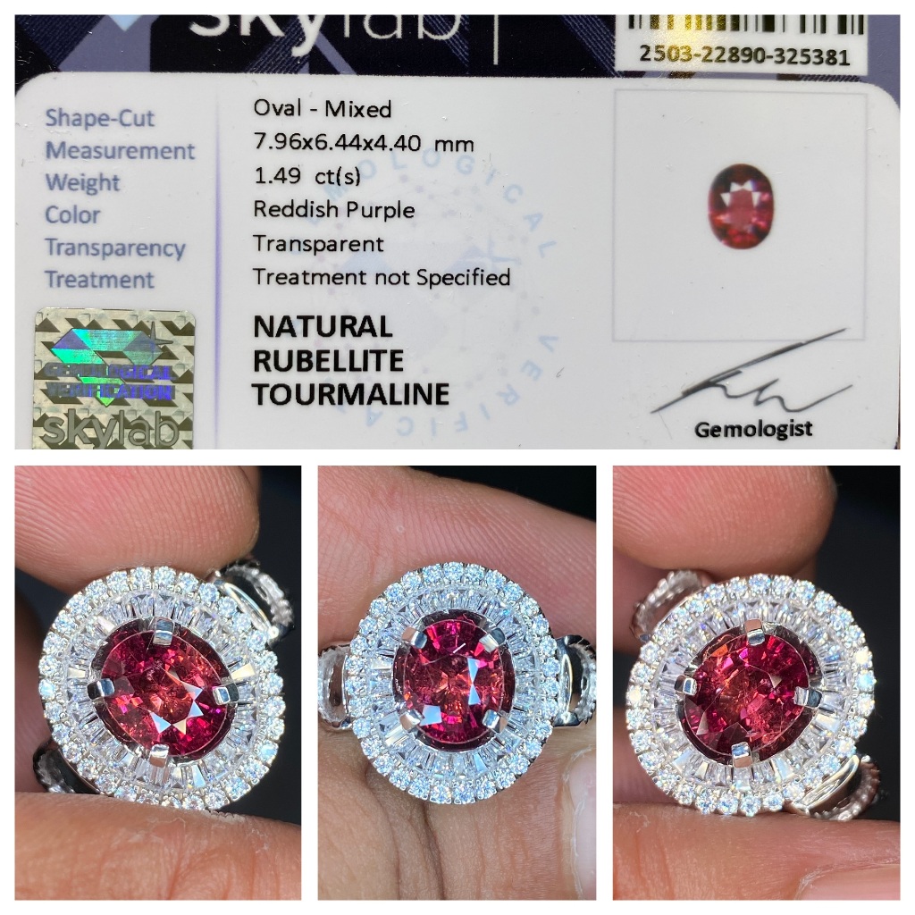 Natural 1.49ct rubellite tourmaline hq ring handmade perak wanita