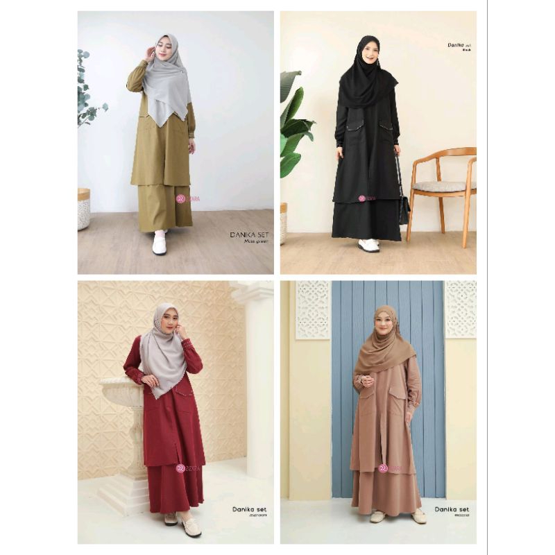 [AGEN RESMI] DANIKA ONE SET BY ZIZARA ATASAN TUNIK SET ROK BAHAN KATUN MEDISA / LYRA POLOS BUSUI FRI