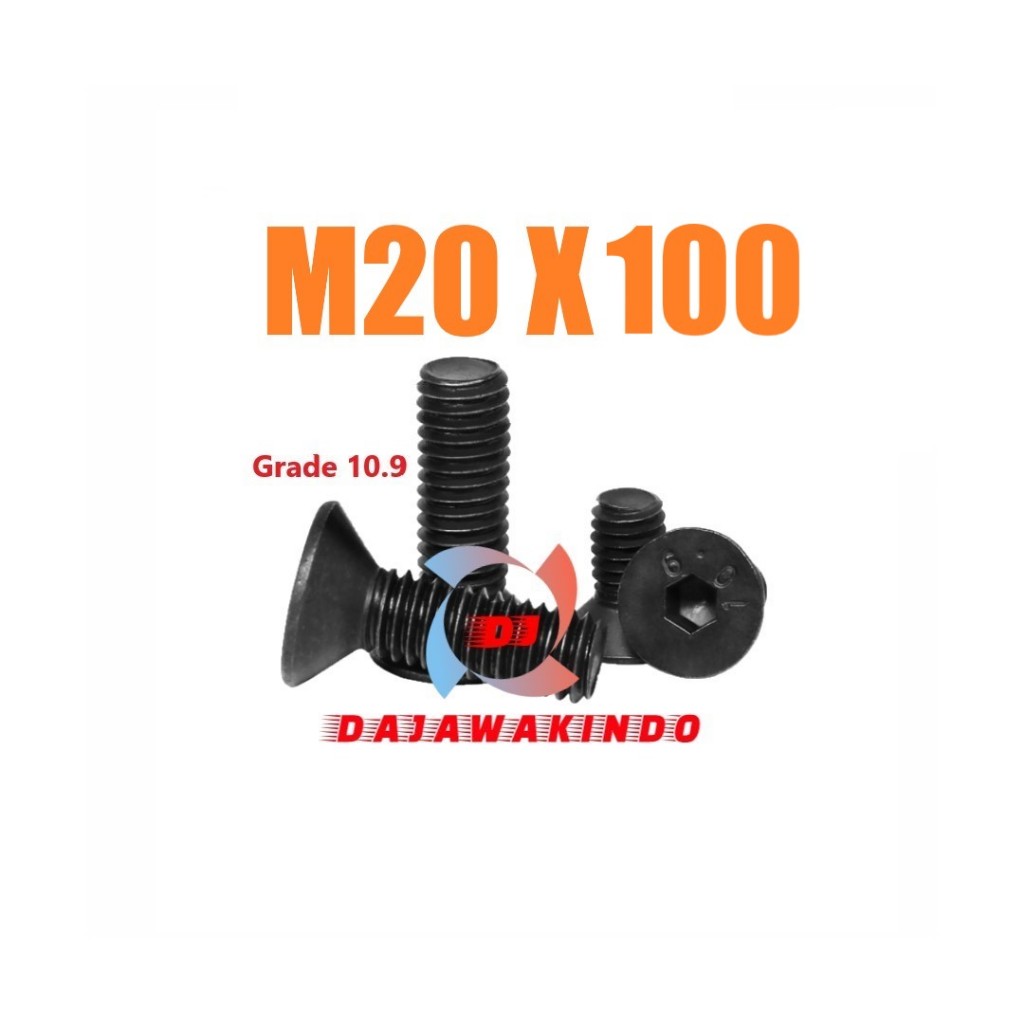 Baut JF L Baja M20 x 100 / Baut Verseng Baja M20 x 100 / Grade 10.9