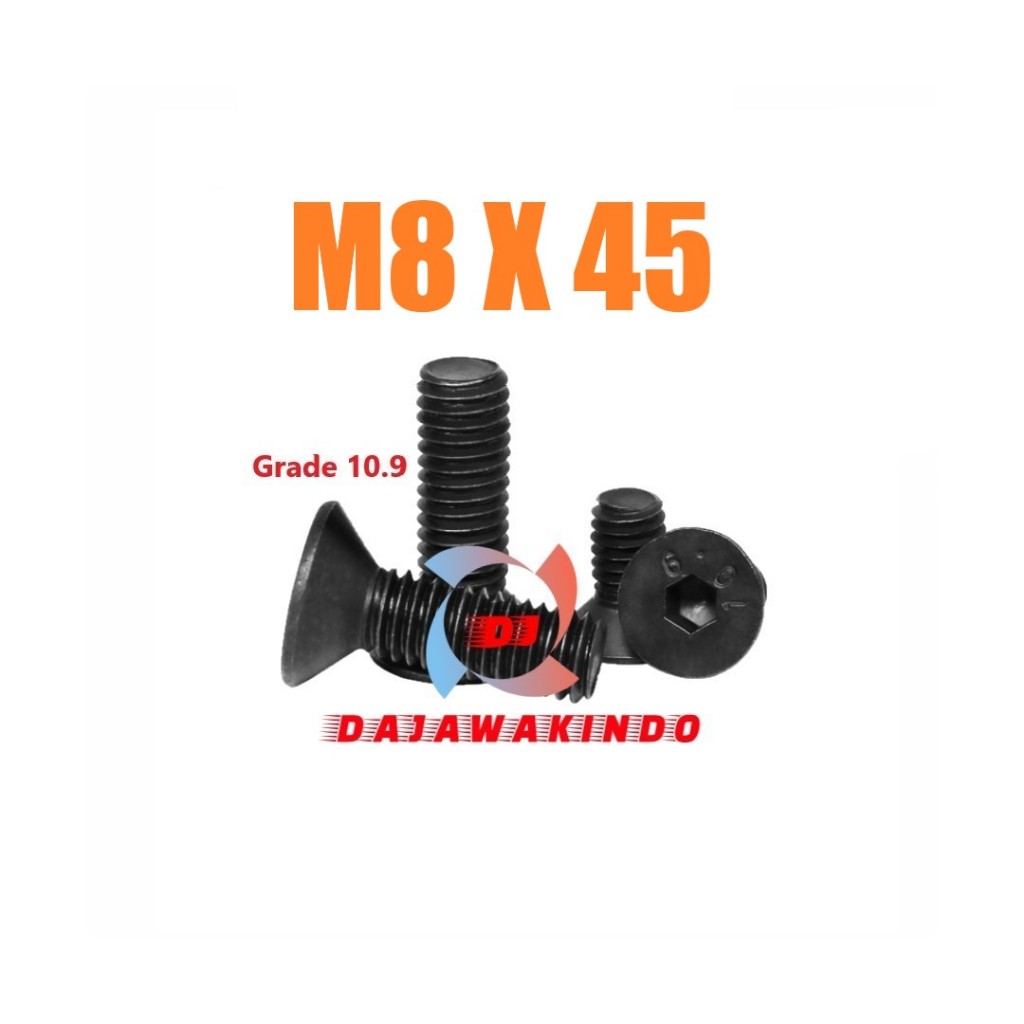 Baut JF L Baja M8 x 45 / Baut Verseng Baja M8 x 45 / Grade 10.9