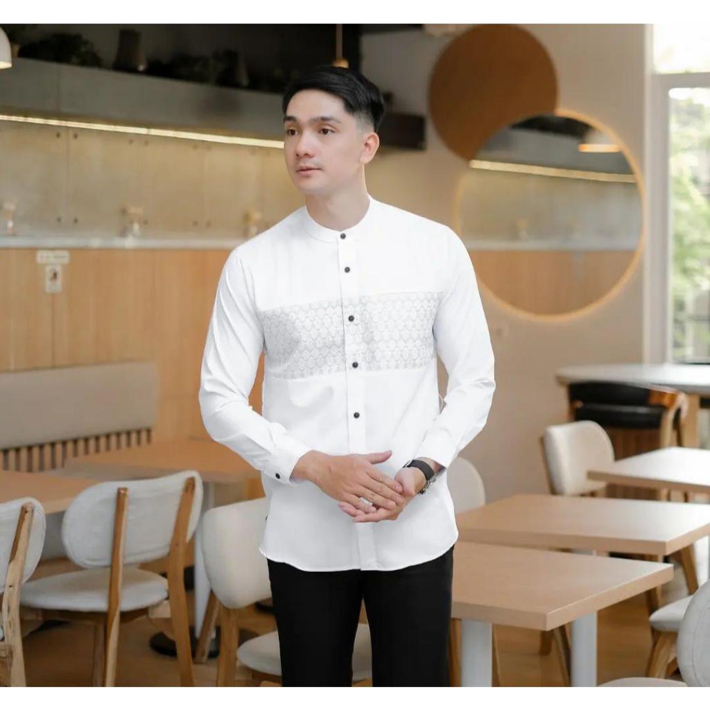 Baju Koko Pria Lengan Panjang Muslim Premium untuk Lebaran 2025 - Motif Batik Terbaru