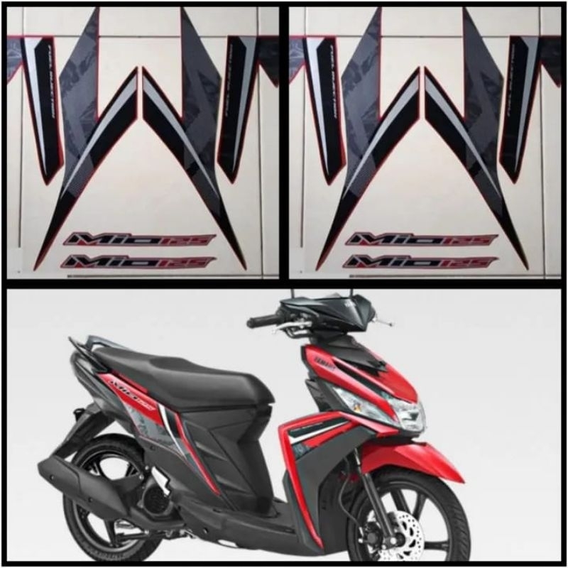 Striping Stiker Les Bodi Standart Motor Yamaha Mio M3 Th 2018 Warna Merah