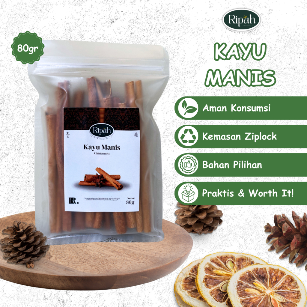 

80gr Kayu Manis Cinnamon 100% PREMIUM QUALITY / Ripah Rempah Premium