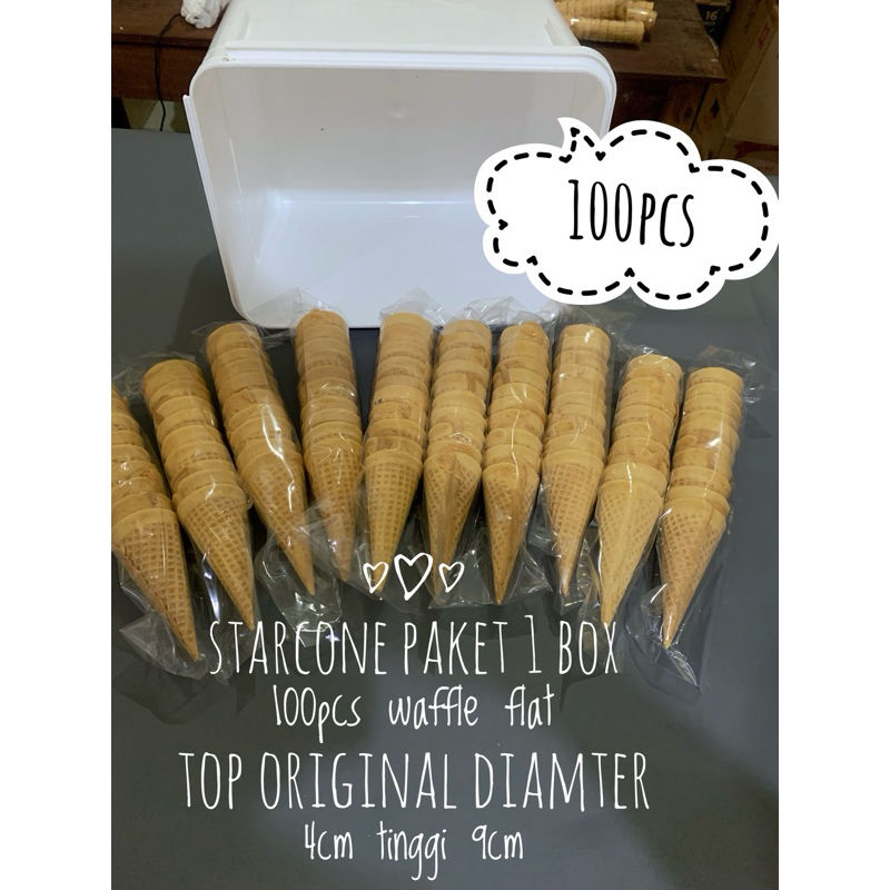 

STARCONE paket 1 box 100pcs WAFFLE flat top diameter 4cm tinggi 9cm