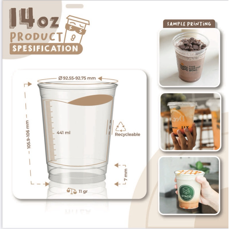 [50 PCS] Cup PET POLIPACK 14 Oz Datar - Cup PREMIUM