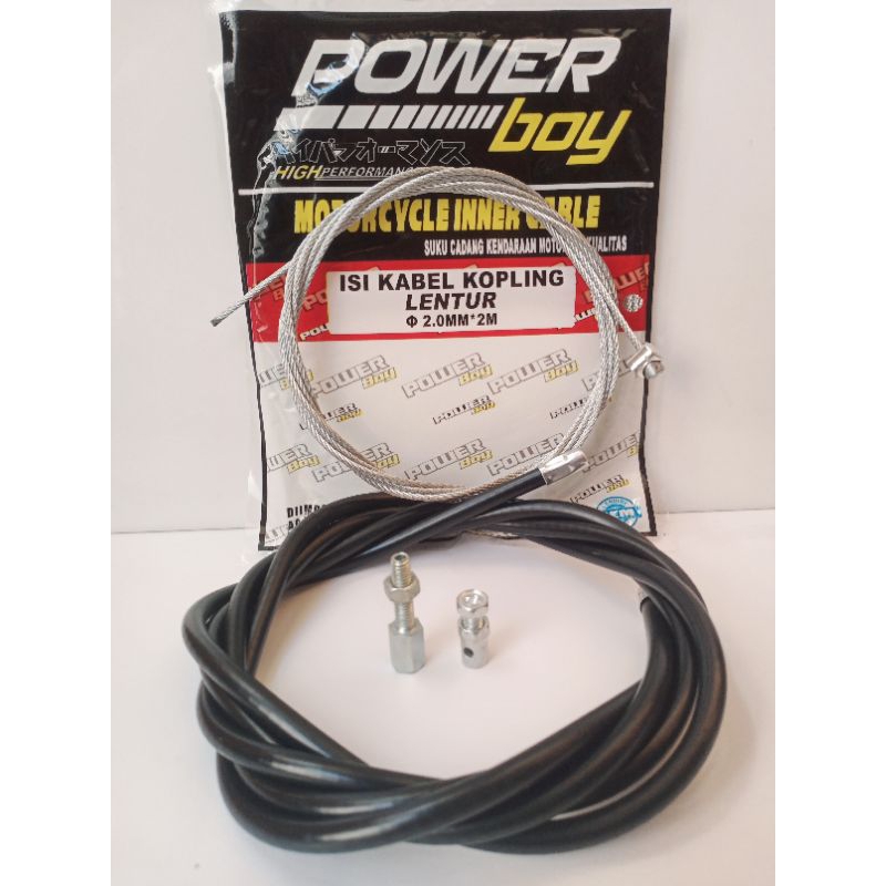 TALI KOPLING PANJANG 2 M + NEPEL IKAT+ SLONGSONG HITAM 2 M UNTUK MOTOR YAMAHA VIXION OLD, VIXION NEW