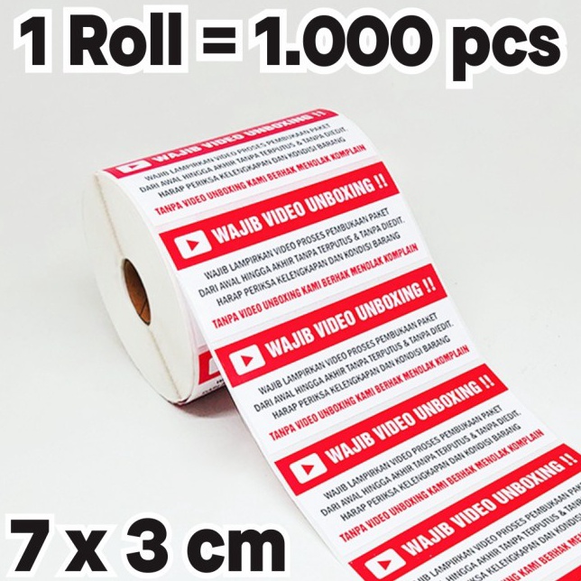 

Terbaru Stiker Label Wajib Video Unboxing Pengiriman Paket ukuran 7 x 3 cm 1 roll isi 1 pcs
