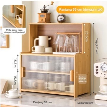 ( GARANSI 12 BULAN ) RAK MANGKOK DAPUR RAK GELAS PIRING LEMARI PIRING KAYU RAK DAPUR TERTUTUP RAK PI