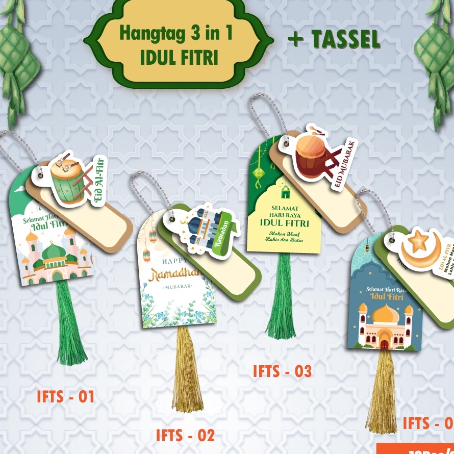 

1 pcs set Rantai Tassel Hang Tag Premium 3 in 1 Edisi Idul Fitri untuk Hampers Parcel Kue Lebaran