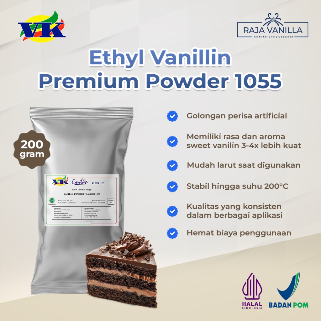

VK Ethyl Vanillin Premium Powder 1055 - Vanilin Bubuk 200 gr