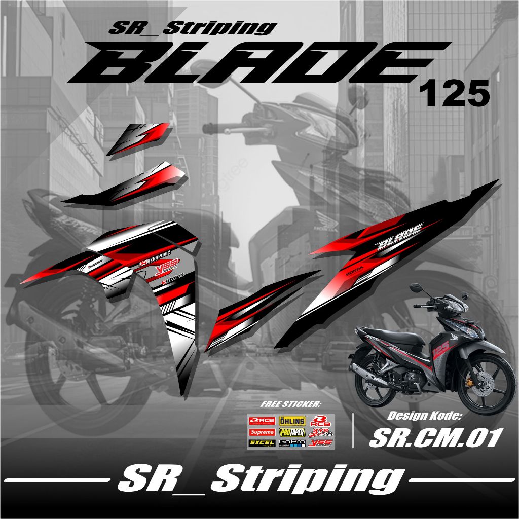 Striping Blade 125 Variasi - Sticker Stiker Variasi Motor Blade 125 Desain Grafis Racing Gratis Stik