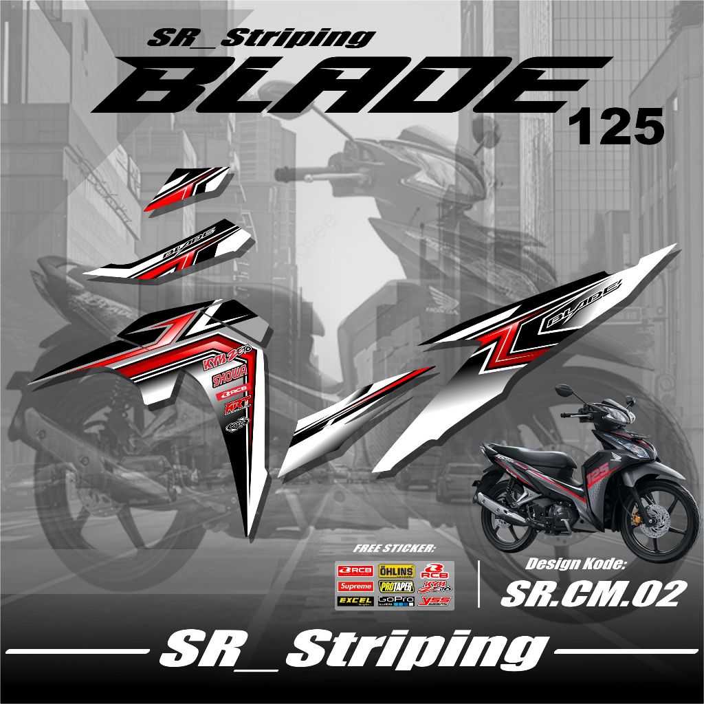 Striping Blade 125 Variasi - Sticker Stiker Variasi Motor Blade 125 Desain Grafis Racing Gratis Stik