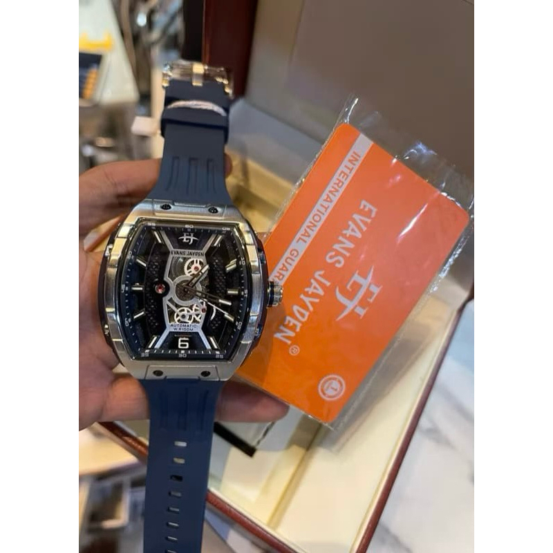 Evans Jayden 9610 AD Silver Navy Blue Rubber Automatic Ori