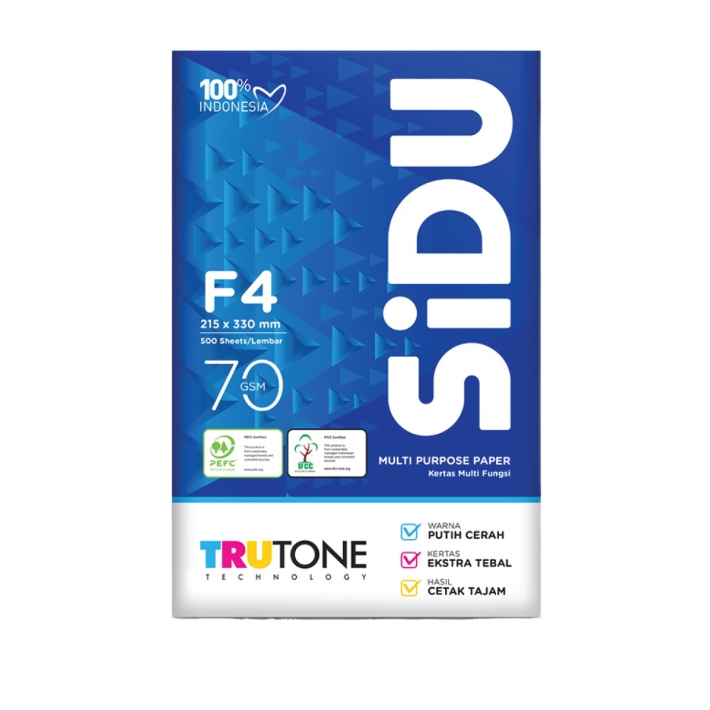 

Kertas HVS F4 70gsm SIDU (1 Rim = 500 Lbr)