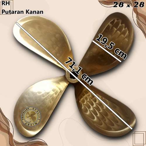 Baling baling kapal ukuran 28 x 28 mesin gearbox 4 daun Arcim Propeller