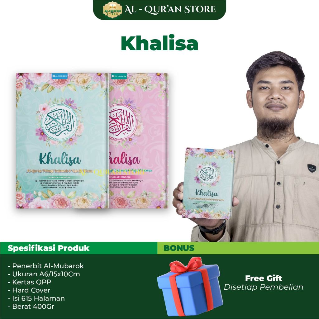 Al Quran Pelangi Khalisa A6 HC Tajwid dan Terjemahan - Alquran Cantik Untuk Wanita - Alquran A6 Terj