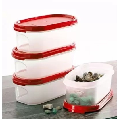 TUPPERWARE FLASH SALE - MM Oval #1 - Tutup Merah (4 pcs) - HARGA GROSIRAN Rp. 225.000