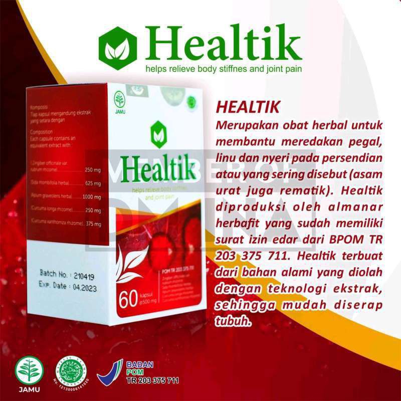 Healtik - Obat herbal original untuk nyeri sendi rematik asam urat - 60 Kapsul