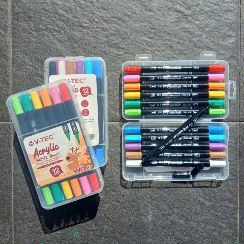 

Spidol Akrilik Acrylic Marker V-TEC AM 989 DB 12 Warna ( Set ) [ Original ]