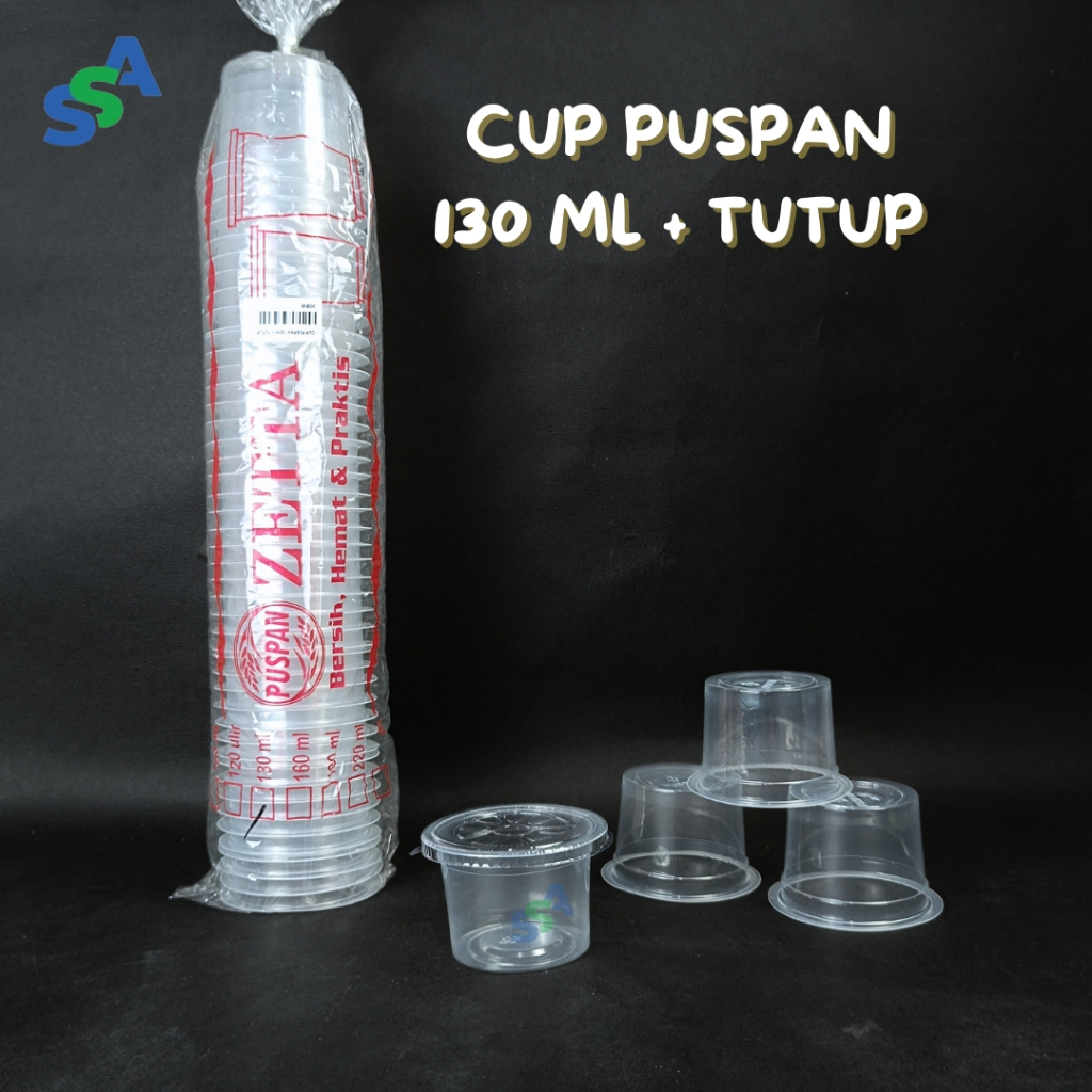 CUP PUSPAN 130 ML + TUTUP ISI 50 PCS / CUP PUDING AGAR PLASTIK / CUP PUDING + TUTUP