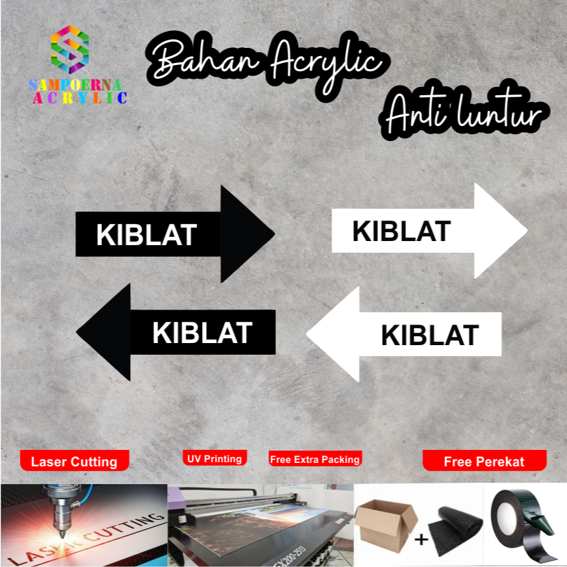 

Arah Kiblat Panah Papan Sign Board Akrilik Print Sign Label Petunjuk Shalat Sholat Acrylic Modern Signage Tempel Tag Dinding Ruangan
