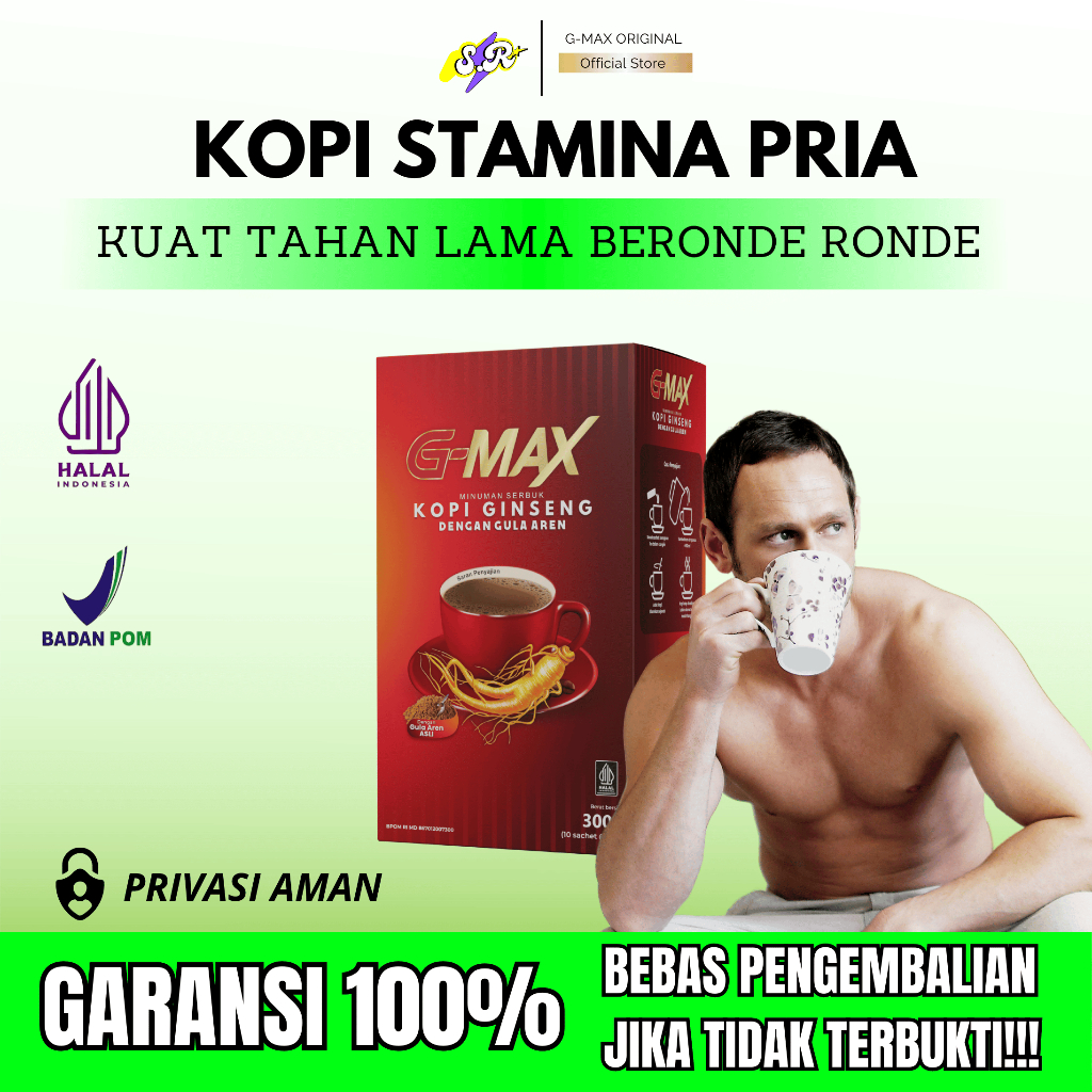 

G-MAX Suplemen Kopi instans penambah stamina Herbal alami Khusus pria Atasi Ejzakulasi dini BPOM