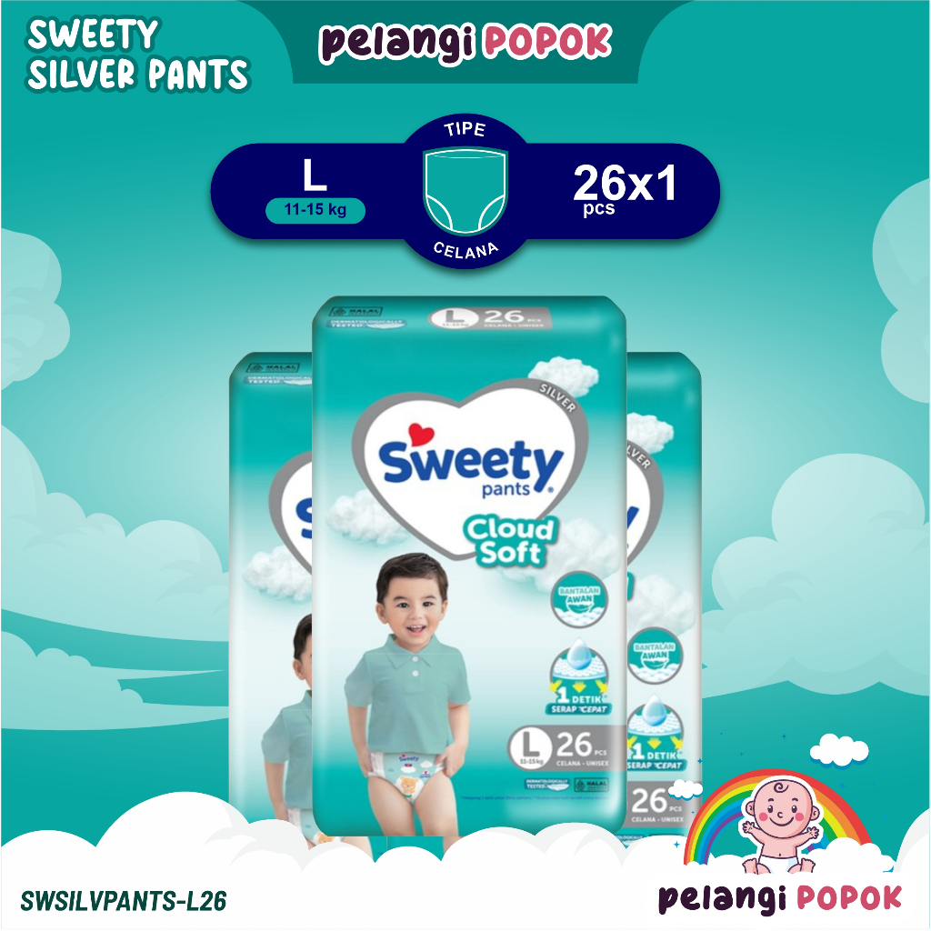 Sweety Silver Pants L 26 / Popok Sweety Silver Pants L26 / Silver Pants L26 / Popok Celana