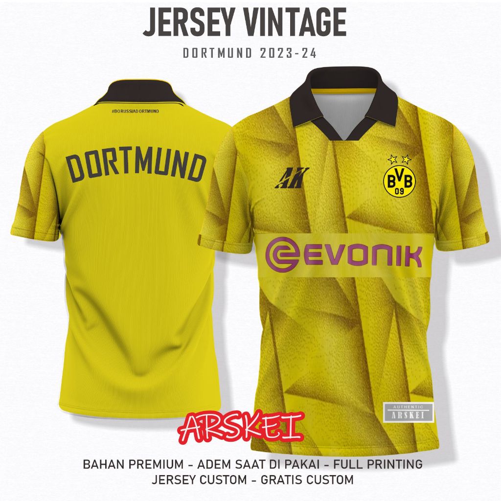 Jersey Vintage Custom Barussia Dortmund 2023-24 Full Printing Dryfit Free Custom Sport