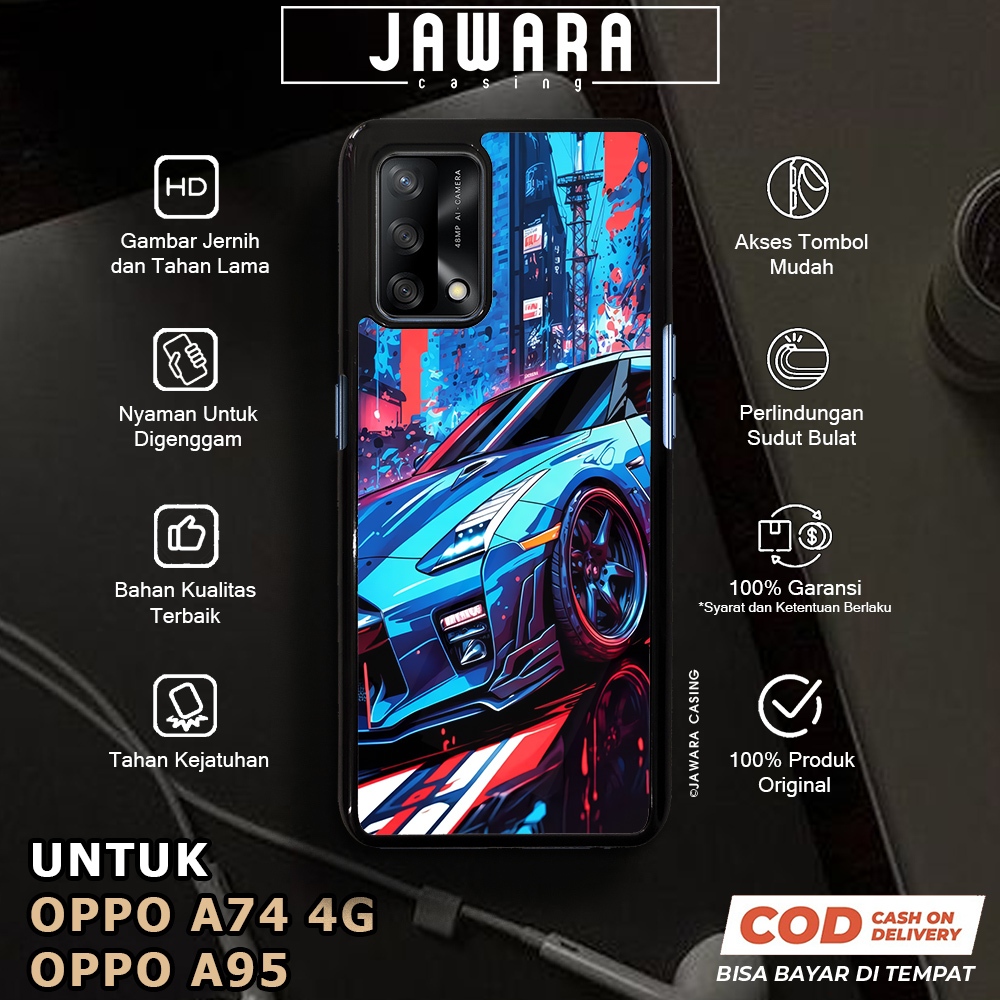 Case Oppo A74 4G A95 Casing Oppo A74 4G A95 [CARS] Premium Case Glossy Case Hp Oppo Jawara Casing Hp
