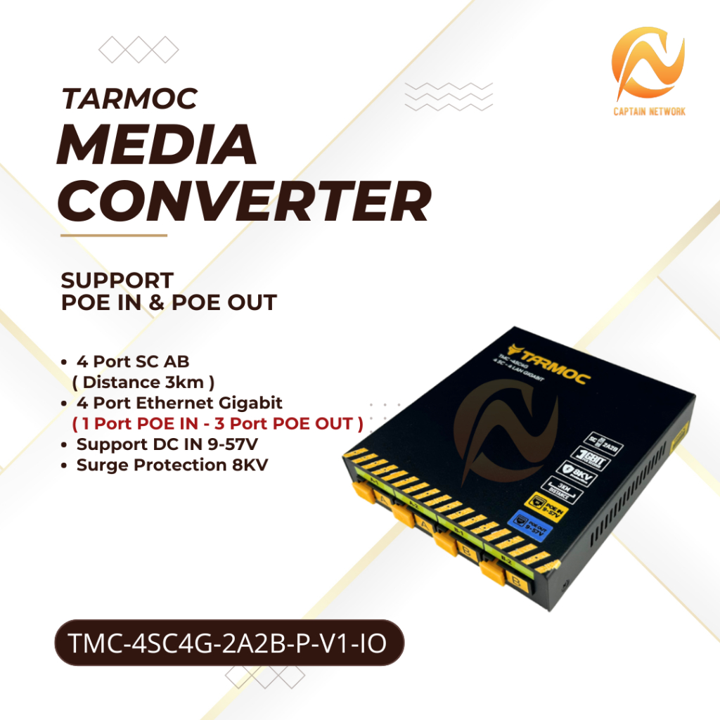 Tarmoc TMC-4SC4G-2A2B-V1-IO | Media Converter 4 FO 4 LAN / 4FO 4LAN 4SC 4LAN 4 SC 4 LAN Gigabit POE 