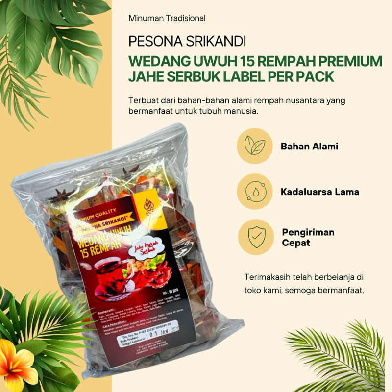 

Grosir Wedang Uwuh 15 Rempah Premium Jahe Serbuk Label Per Pack