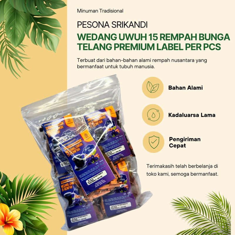 

Grosir Wedang Uwuh 15 Rempah Bunga Telang Premium Label Per Pcs