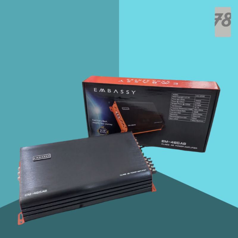 Power Amplifier Mobil 4 Channel Embassy Series EM-465AB