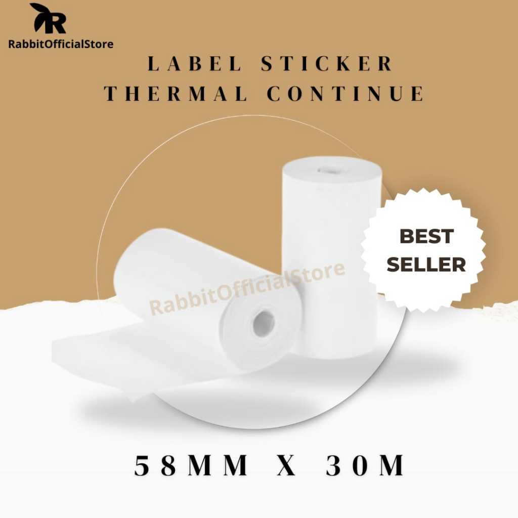 

LABEL STIKER THERMAL 57/58 MM X 5 METER KERTAS STICKER 57X30 58X30 MM continuous