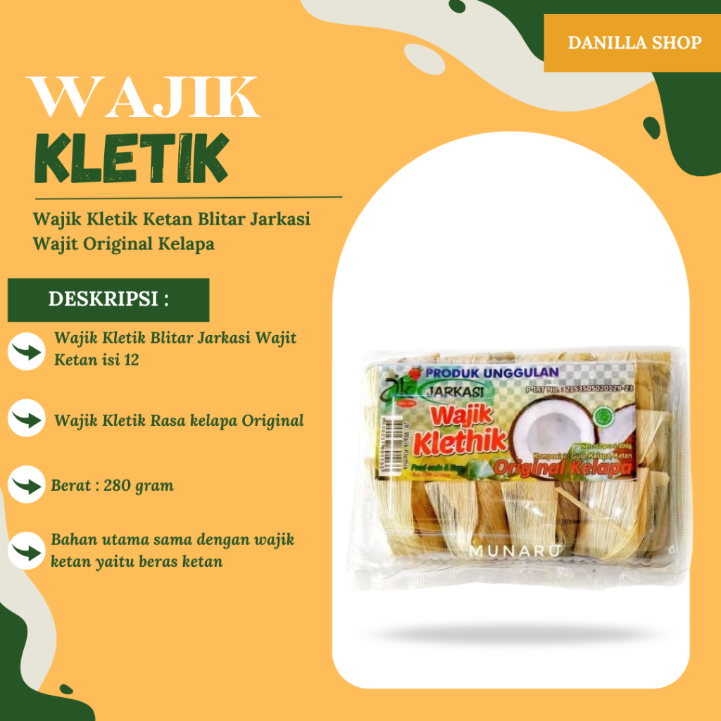 

Wajik Kletik Ketan Blitar Jarkasi Wajit Original Kelapa Premium