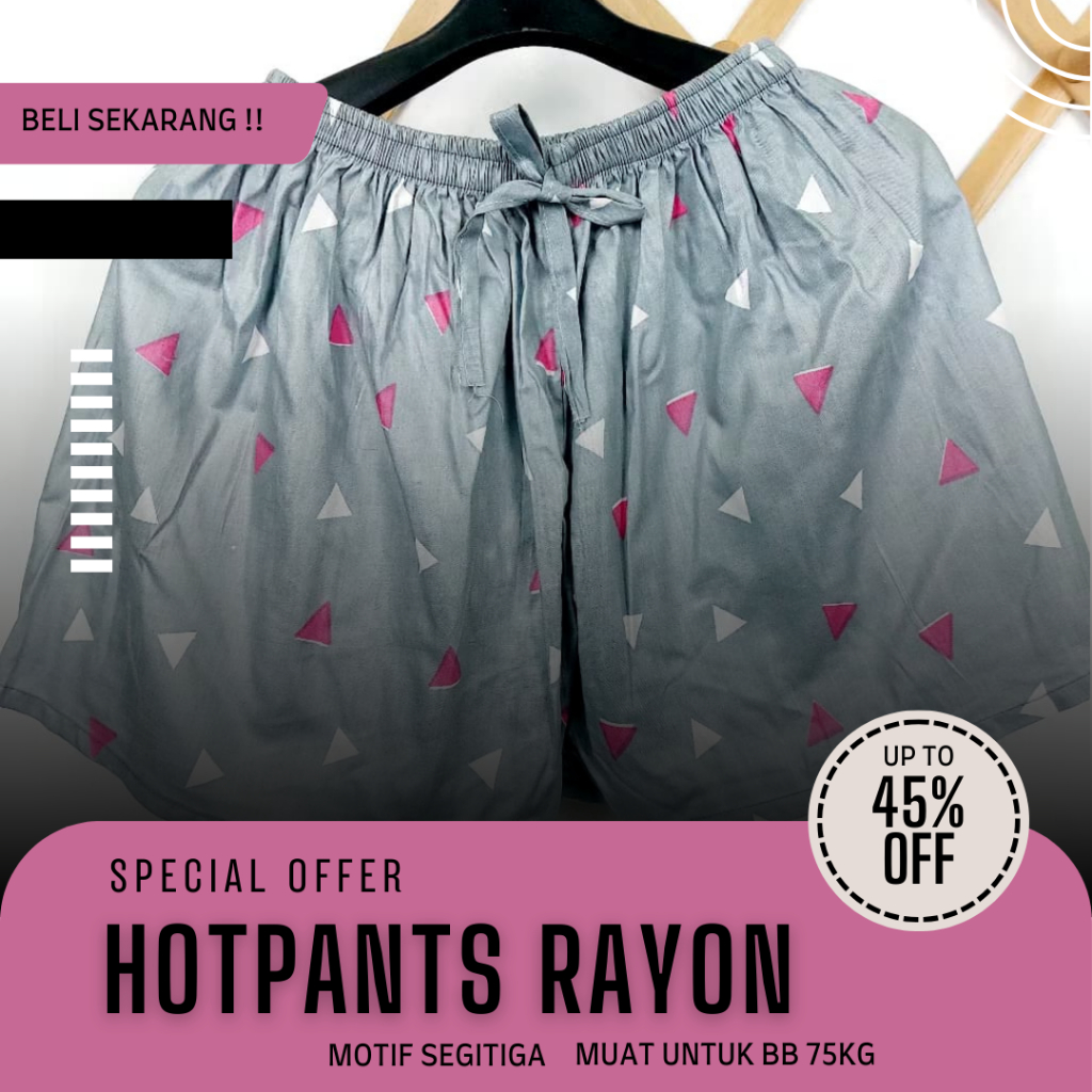Celana Pendek Wanita Jumbo Rayon Rumahan Motif Bali Bahan Rayon Celana pendek wanita rayon jumbo  ho