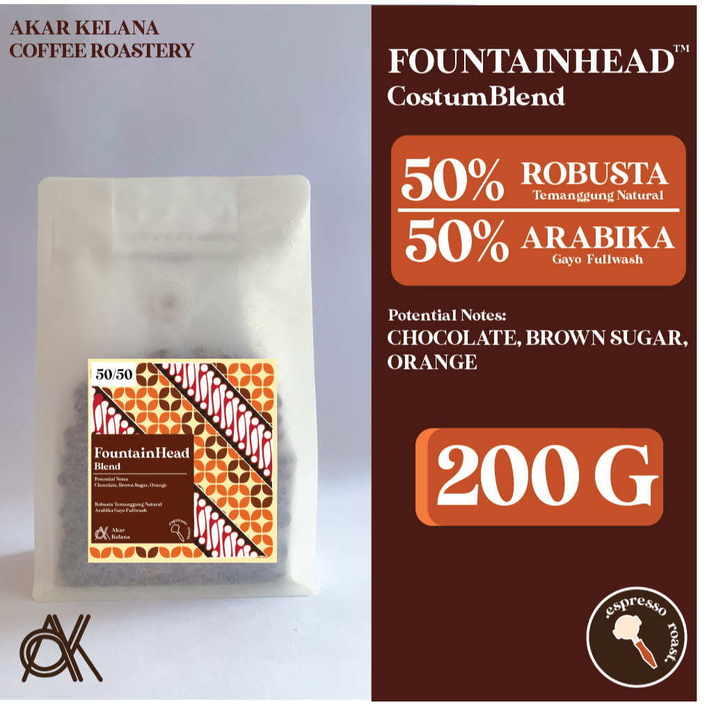 

Kopi Houseblend FountainHead 50% Robusta / 50% Arabika Kemasan 200 gram
