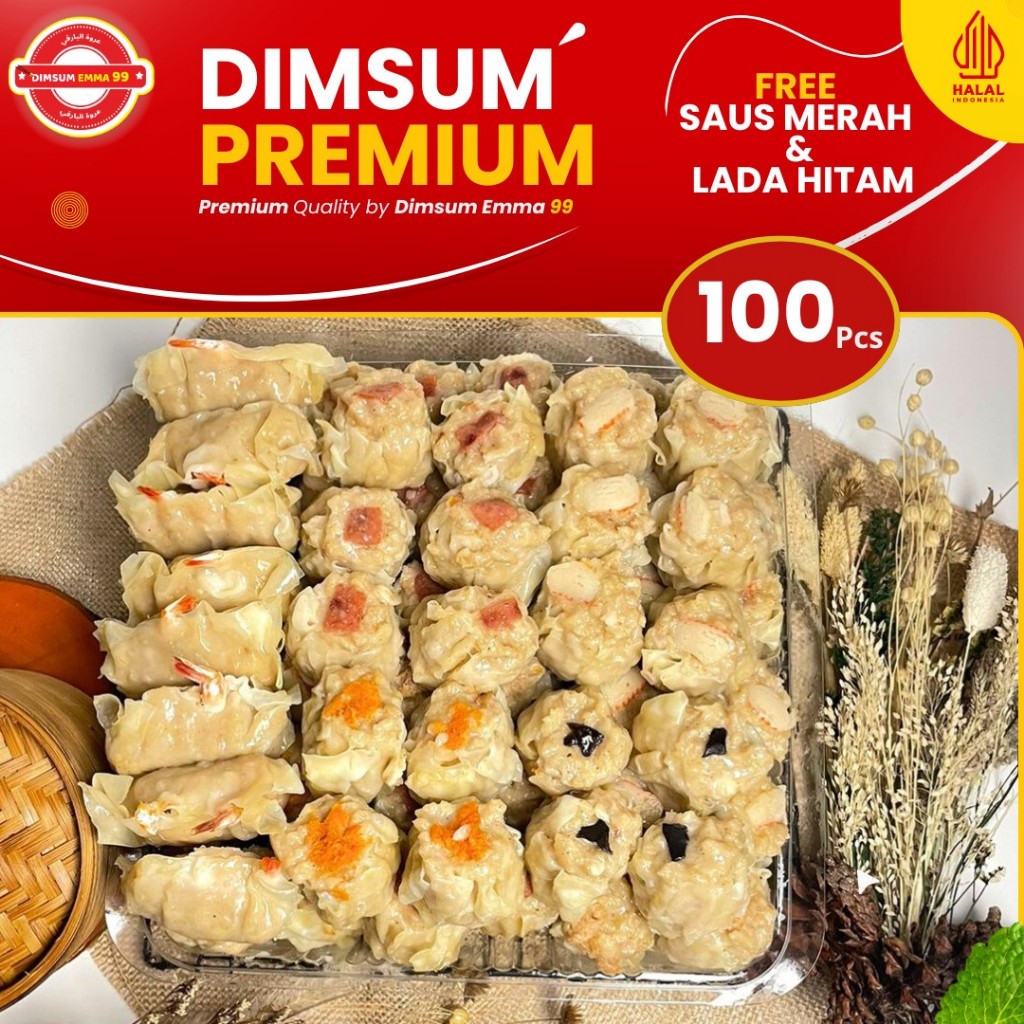 

Dimsum Ayam Mix Premium Isi 100pcs Free Saus Merah & Lada Hitam Frozen Halal