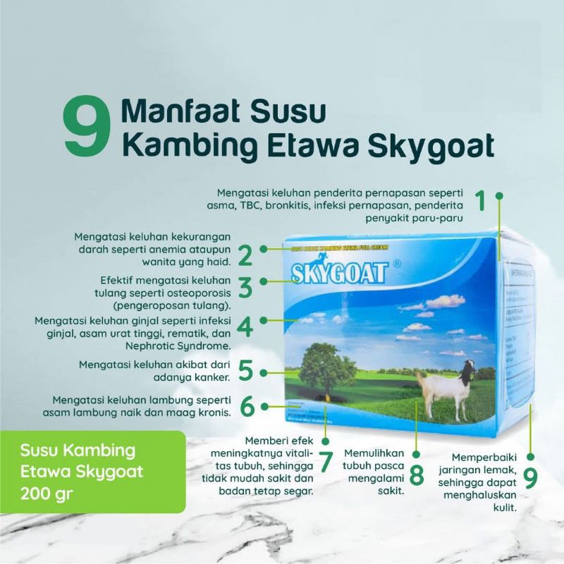 

susu kambing etawa bubuk sky goat /10 sachet dalam 1 box isi 20grx10 / susu kambing sehat