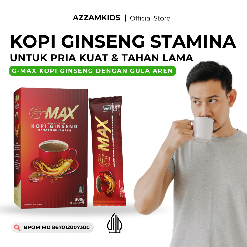 

G-MAX Kopi Stamina Pria Kopi Ginseng Gula Aren ORIGINAL 100% Kuat & Tahan Lama BPOM & HALAL