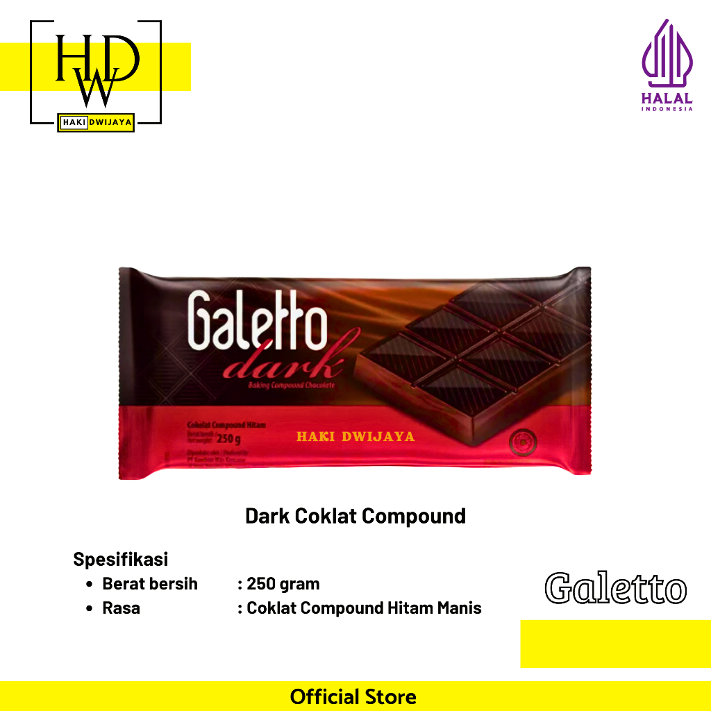 

[250gr] Galetto Dark Compound Chocolate / Coklat Hitam Manis