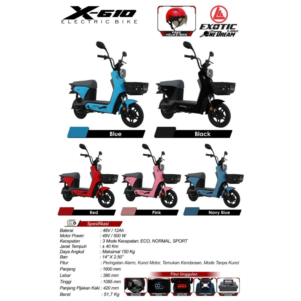 SEPEDA LISTRIK EXOTIC E-BIKE X-610