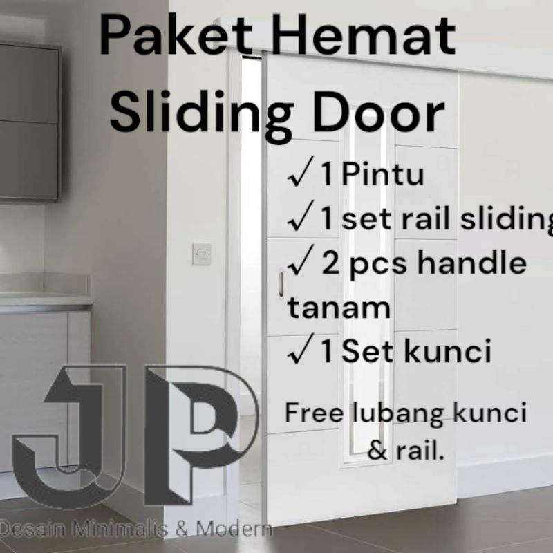 Pintu Sliding Paket Rail Sliding Handle Kunci