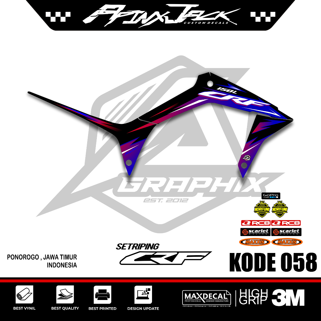 STICKER STRIPING CRF 150 KODE 058 /STRIPINGSUREX /SUREX /SUMO